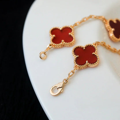 [Love Lucky] CLOVER 5 MOTIF RED CORNELIAN BRACELET COLLECTION