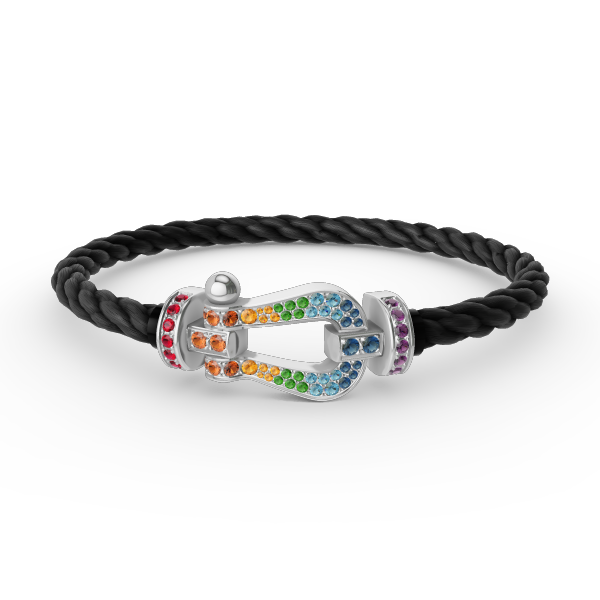 [Love Lucky]FORC LARGE HORSESHOE  COLORED DIAMOND BRACELET SILVER