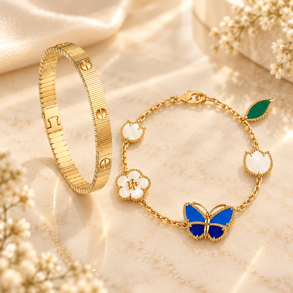 [LoveLucky] Lucky Spring Butterfly 5-Motif & LOVE Unlimited Bracelet Stack Set