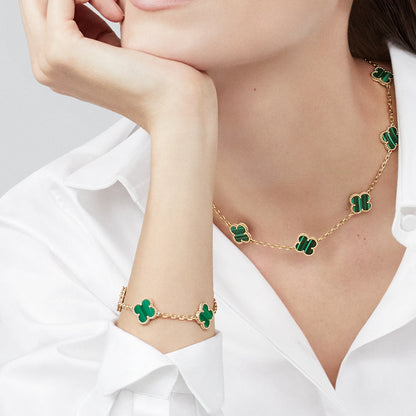 [Love Lucky]CLOVER 10 MOTIFS MALACHITE NECKLACE