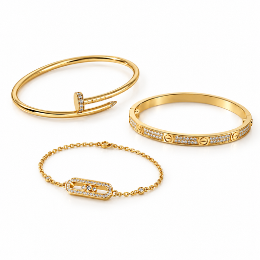 [LoveLucky] LOVE & JUSTE Baby Move Diamond Bracelet Stack Set