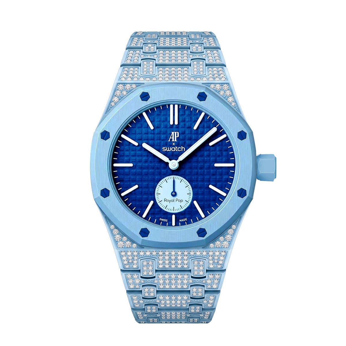 Royal Oak Pop Exclusivo con caja de biocerámica y correa de biocerámica totalmente engastado con diamantes