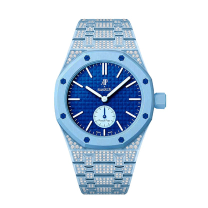 Royal Oak Pop Exclusivo con caja de biocerámica y correa de biocerámica totalmente engastado con diamantes