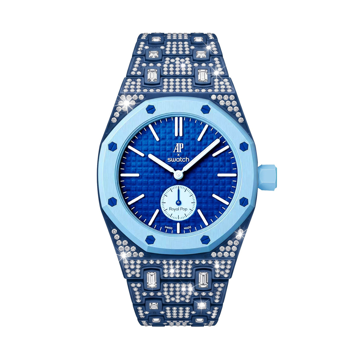 Royal Oak Pop Exclusivo con caja de biocerámica y correa de biocerámica totalmente engastado con diamantes