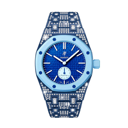Royal Oak Pop Exclusivo con caja de biocerámica y correa de biocerámica totalmente engastado con diamantes