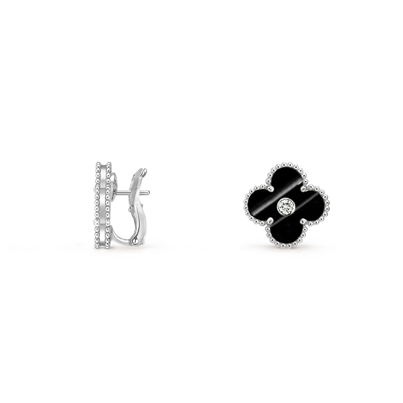[Love Lucky]CLOVER SILVER 15MM MOP DIAMOND EARRINGS COLLECTION