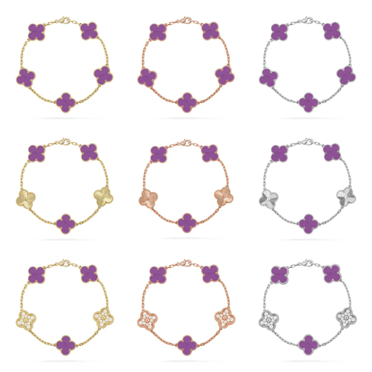 [Love Lucky] CLOVER 5 MOTIF VIOLET BRACELET COLLECTION