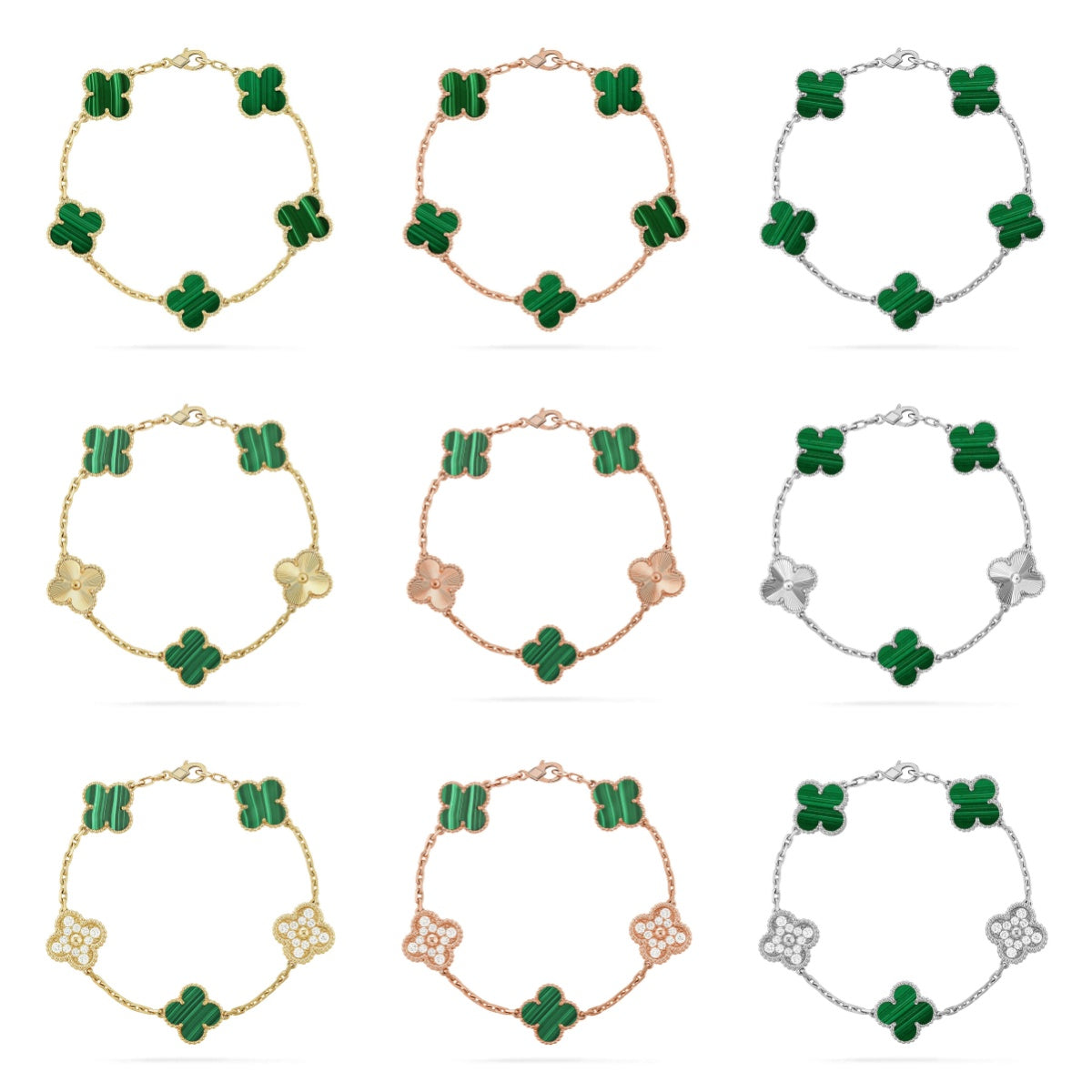 [Love Lucky] CLOVER 5 MOTIF MALACHITE BRACELET COLLECTION