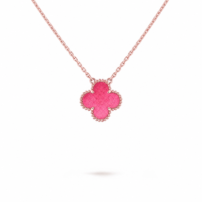 [Love Lucky] NEW CLOVER 15MM PINK ENAMEL NECKLACE