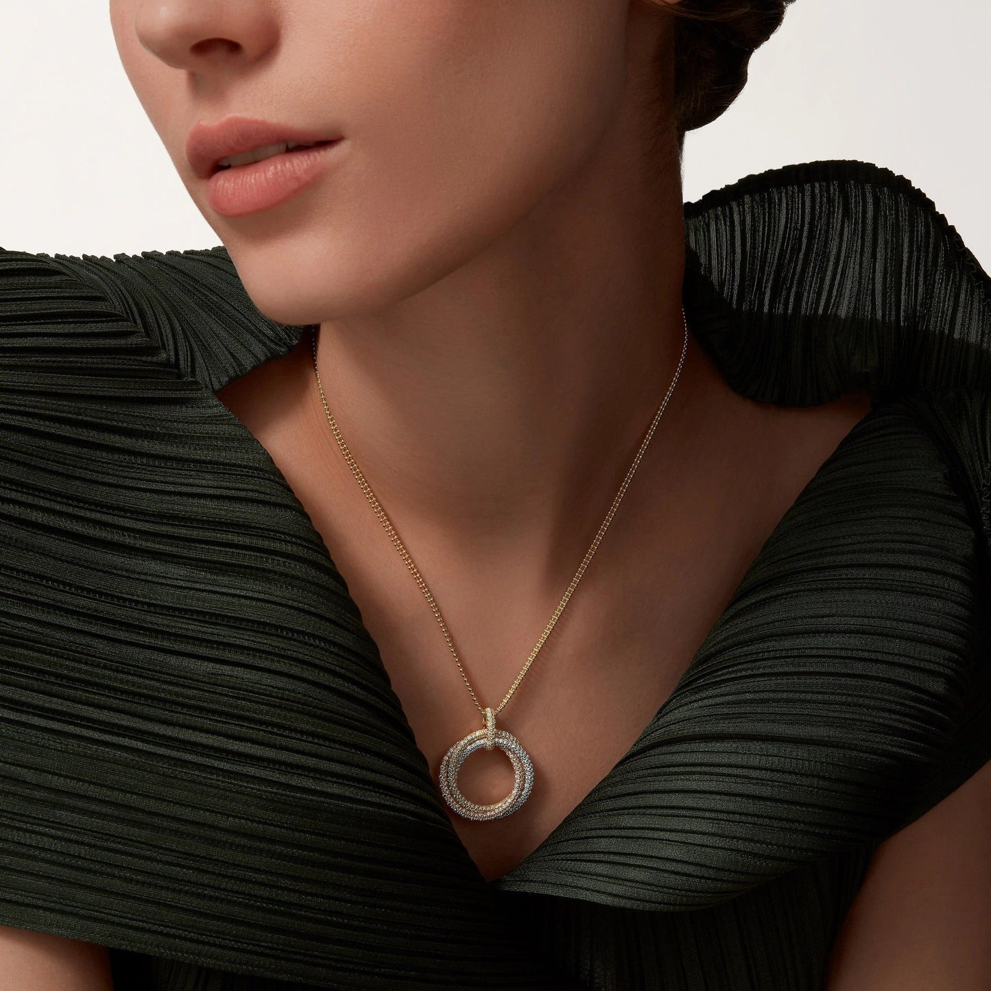 [Love Lucky]TRINITY LARGE FULL DIAMOND  NECKLACE