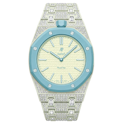 Royal Oak Pop Exclusivo con caja de biocerámica y correa de biocerámica totalmente engastado con diamantes