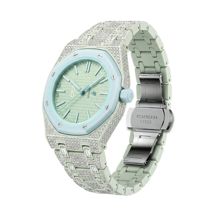 Royal Oak Pop Exclusivo con caja de biocerámica y correa de biocerámica totalmente engastado con diamantes
