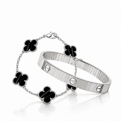 [LoveLucky] Clover 5-Motif & LOVE Unlimited Bracelet Set