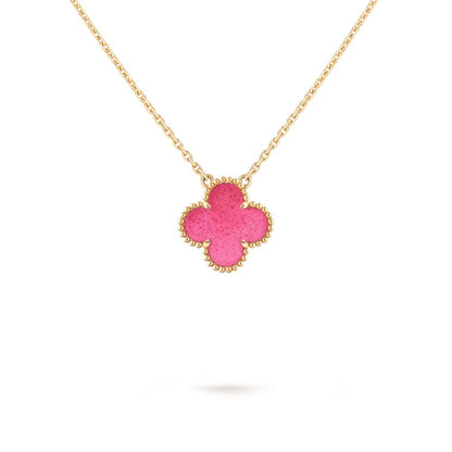 [Love Lucky] NEW CLOVER 15MM PINK ENAMEL NECKLACE