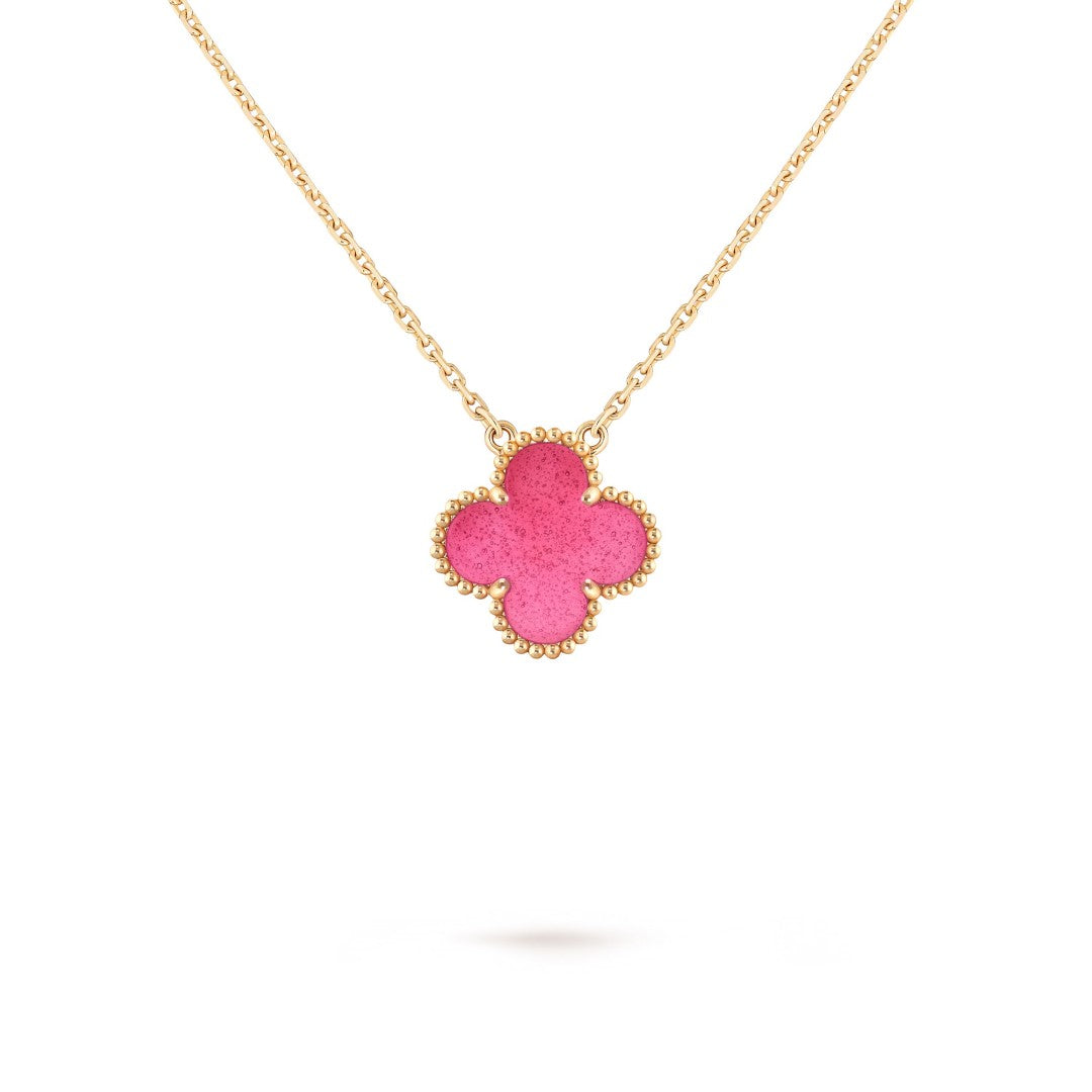 [Love Lucky] NEW CLOVER 15MM PINK ENAMEL NECKLACE