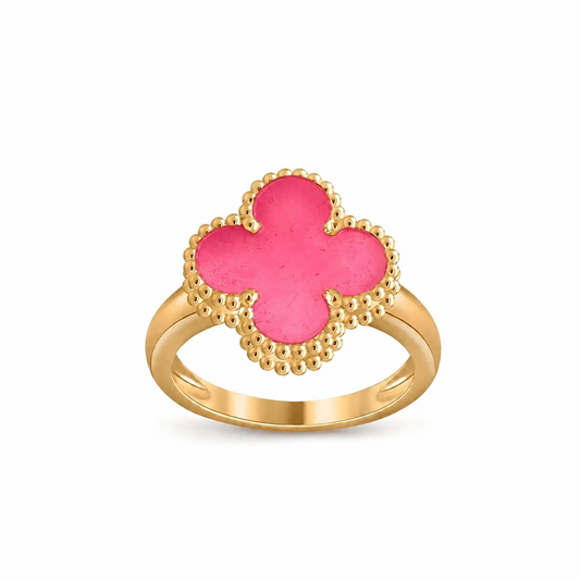 [Love Lucky]NEW CLOVER PINK ENAMEL RINGS