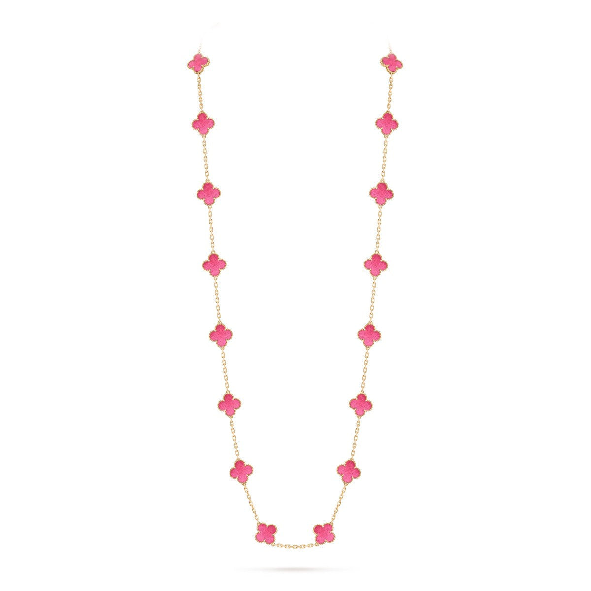 [Love Lucky] NEW CLOVER 20 MOTIFS PINK ENAMEL NECKLACE