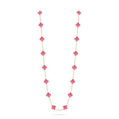 [Love Lucky] NEW CLOVER 20 MOTIFS PINK ENAMEL NECKLACE