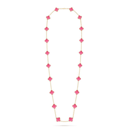 [Love Lucky] NEW CLOVER 20 MOTIFS PINK ENAMEL NECKLACE