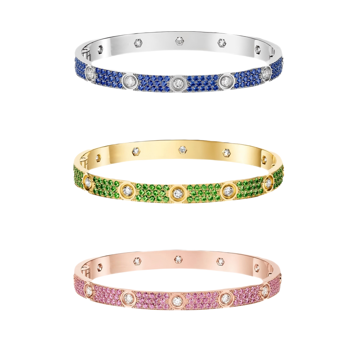 [Love Lucky]2026 PAVE GEMSTONE LOVE BRACELET 6.1MM 10 DIAMONDS