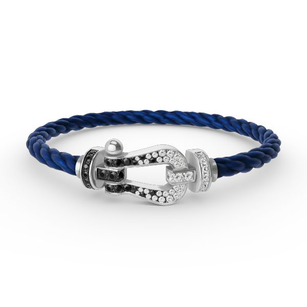 [LoveLucky]Pave Gemstone Love &Force Large Horseshoe Diamond Duo Bracelet Stack Set