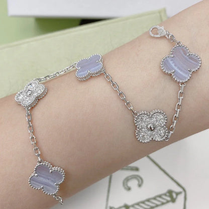 [Love Lucky] CLOVER 5 MOTIF PURPLE CHALCEDONY BRACELET COLLECTION