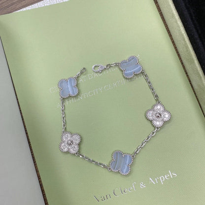 [Love Lucky] CLOVER 5 MOTIF PURPLE CHALCEDONY BRACELET COLLECTION