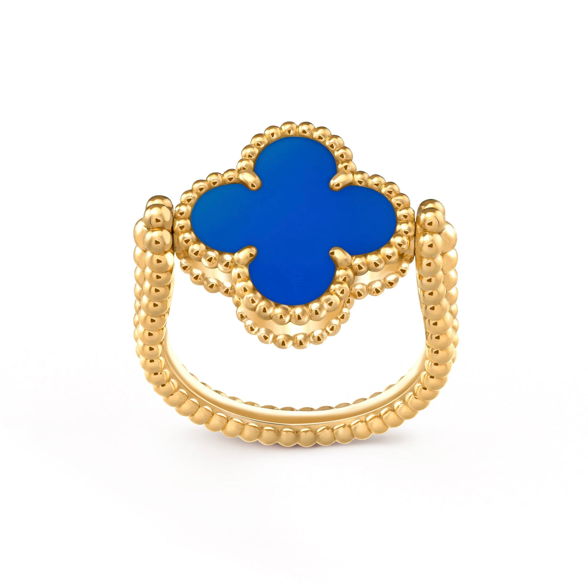 [Love Lucky]CLOVER RIVERSIBLE BLUE AGATE RING
