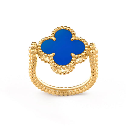 [Love Lucky]CLOVER RIVERSIBLE BLUE AGATE RING