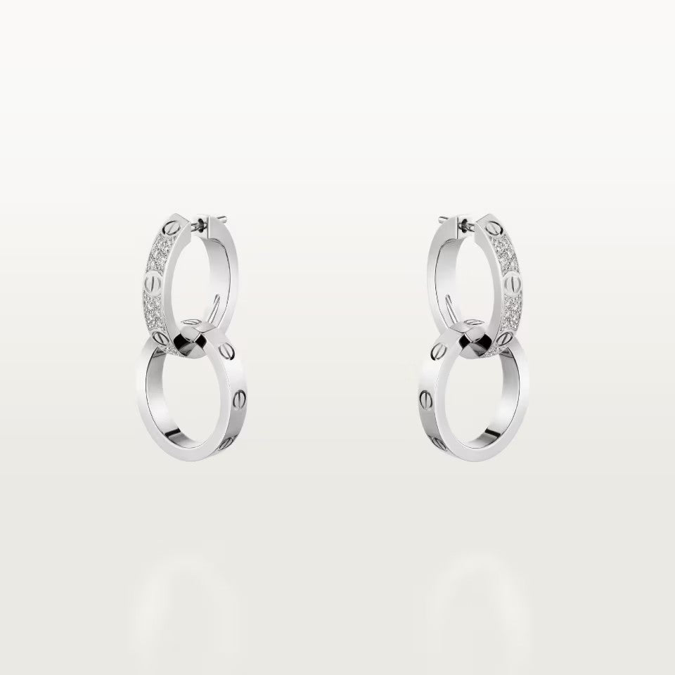 [Love Lucky]LOVE 3.3MM DANGLE HALF DIAMOND EARRINGS