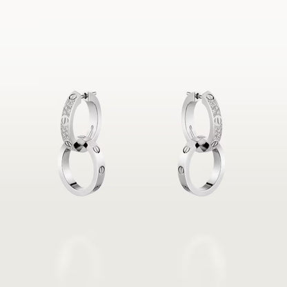 [Love Lucky]LOVE 3.3MM DANGLE HALF DIAMOND EARRINGS