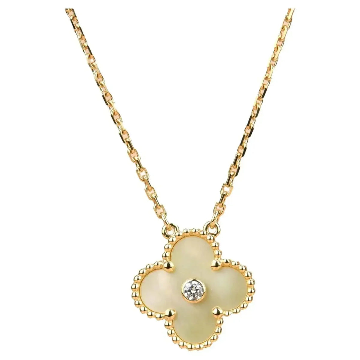 [Love Lucky]COLLAR DE NÁCAR, DIAMANTE Y ORO DE 15 MM CLOVER