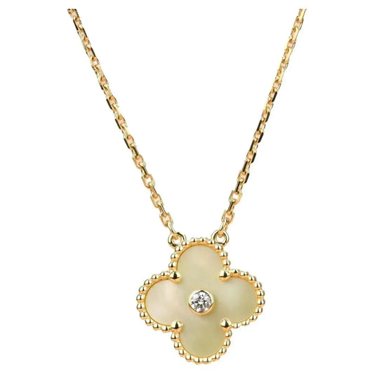 [Love Lucky]COLLAR DE NÁCAR, DIAMANTE Y ORO DE 15 MM CLOVER