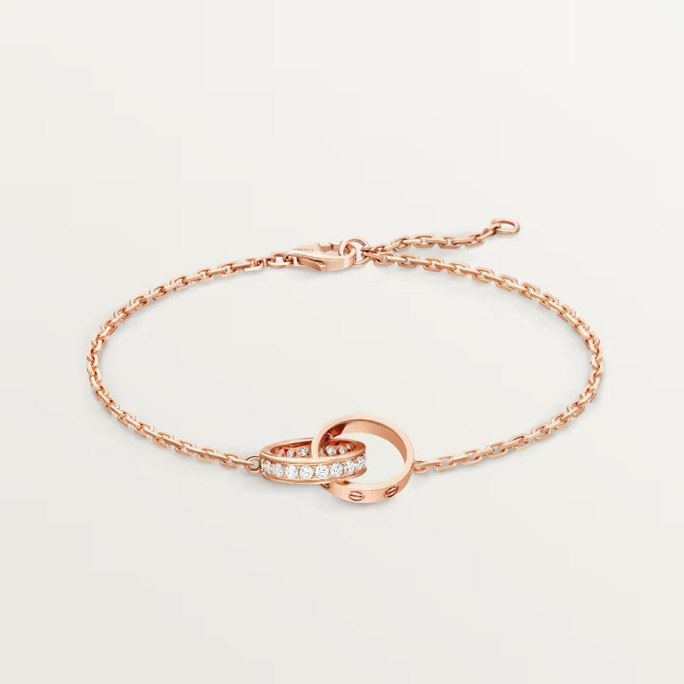 [Love Lucky]LOVE DOUBLE RING HALF DIAMOND BRACELET