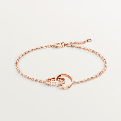[Love Lucky]LOVE DOUBLE RING HALF DIAMOND BRACELET