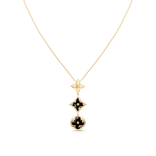 [Love Lucky]COLLAR DE ÓNIX ESTRELLA Y SOL EN ORO ROSA