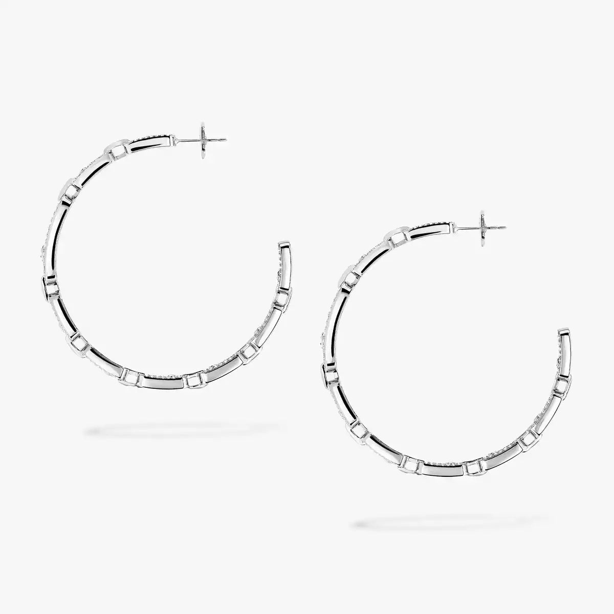 [[Love Lucky]Move Link Diamond Hoop Earrings