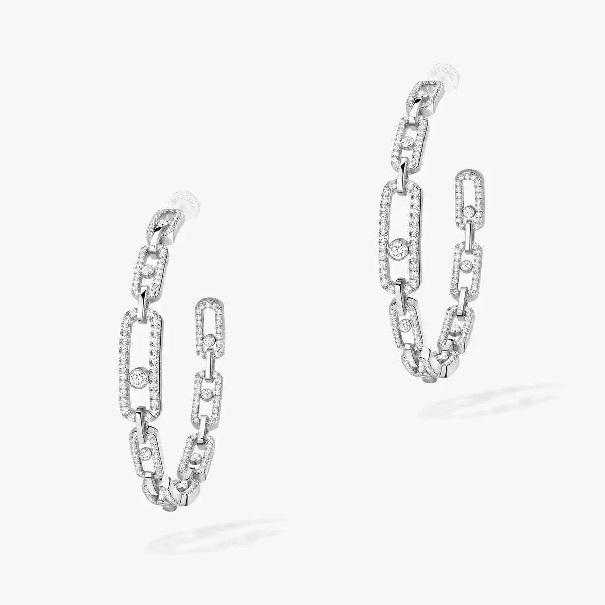 [[Love Lucky]Move Link Diamond Hoop Earrings