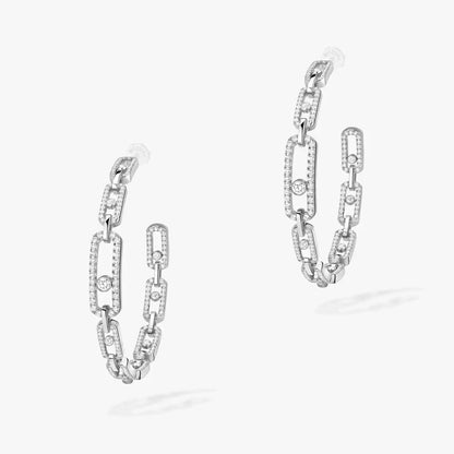 [[Love Lucky]Move Link Diamond Hoop Earrings