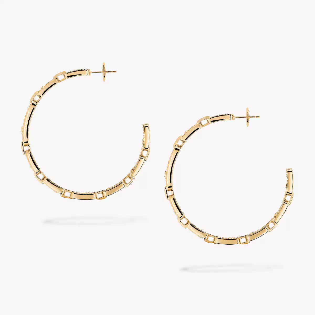 [[Love Lucky]Move Link Diamond Hoop Earrings