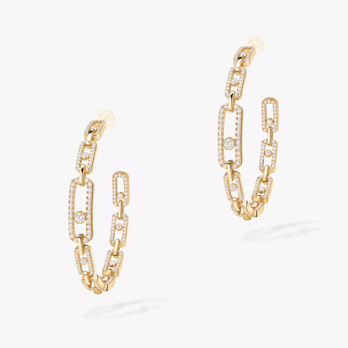 [[Love Lucky]Move Link Diamond Hoop Earrings
