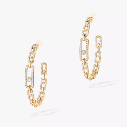 [[Love Lucky]Move Link Diamond Hoop Earrings