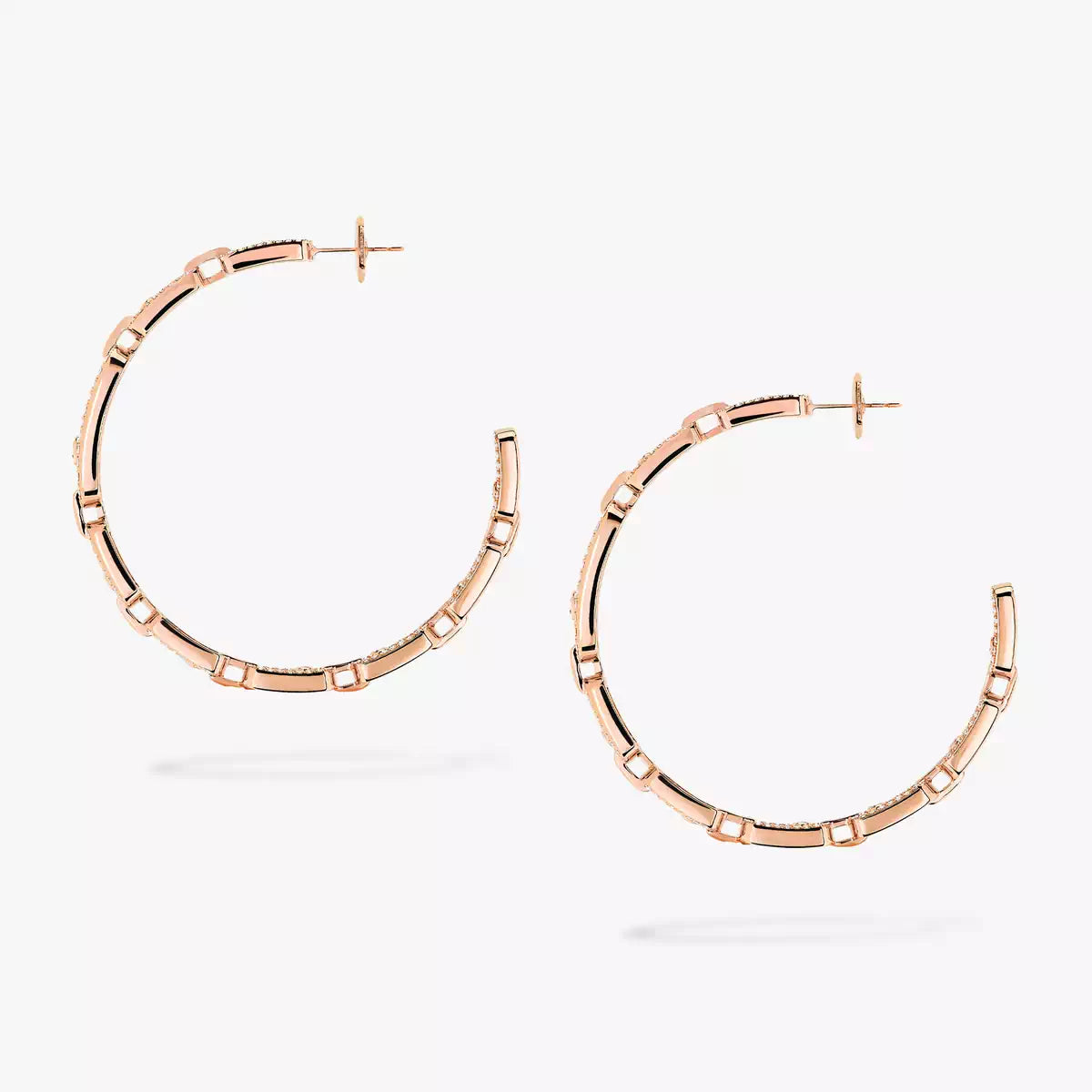 [[Love Lucky]Move Link Diamond Hoop Earrings