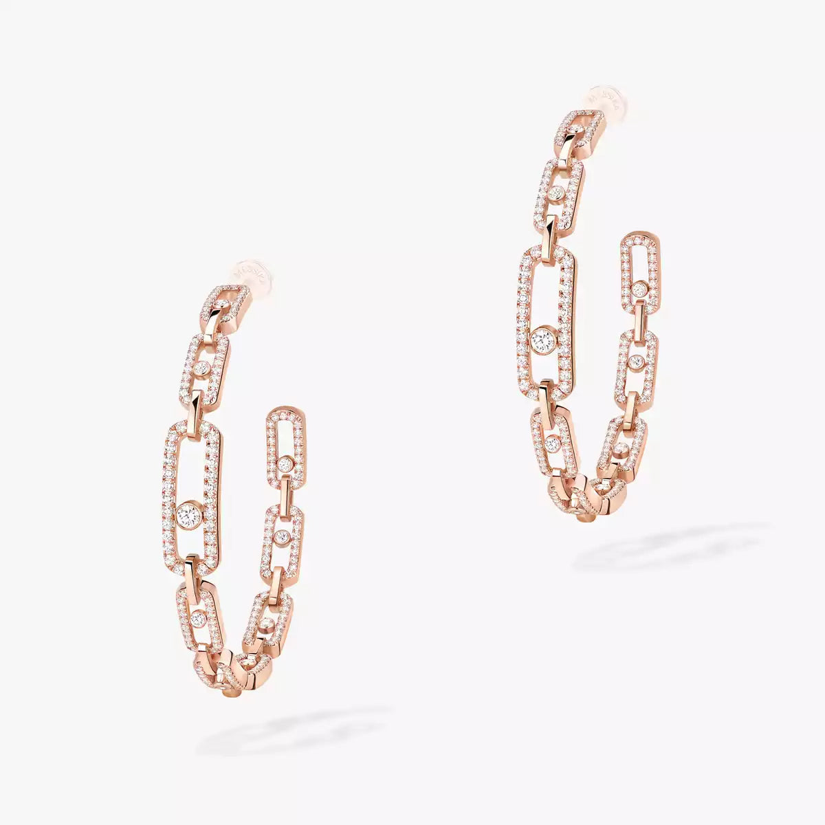 [[Love Lucky]Move Link Diamond Hoop Earrings