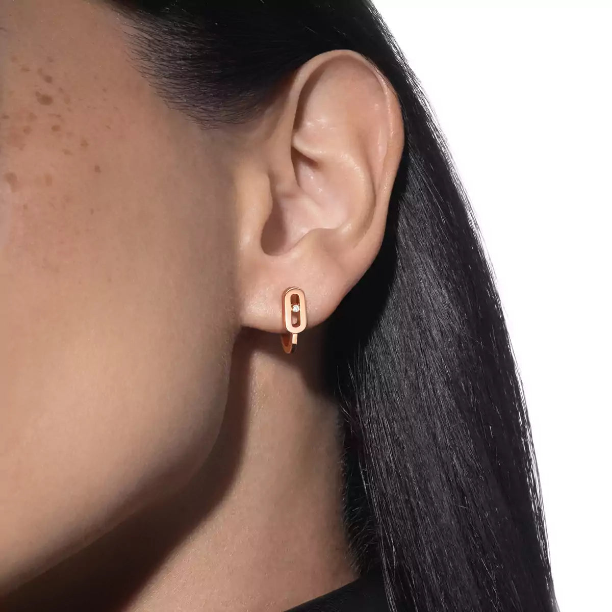[Love Lucky]Diamond Mini Hoop Earrings Move Classique