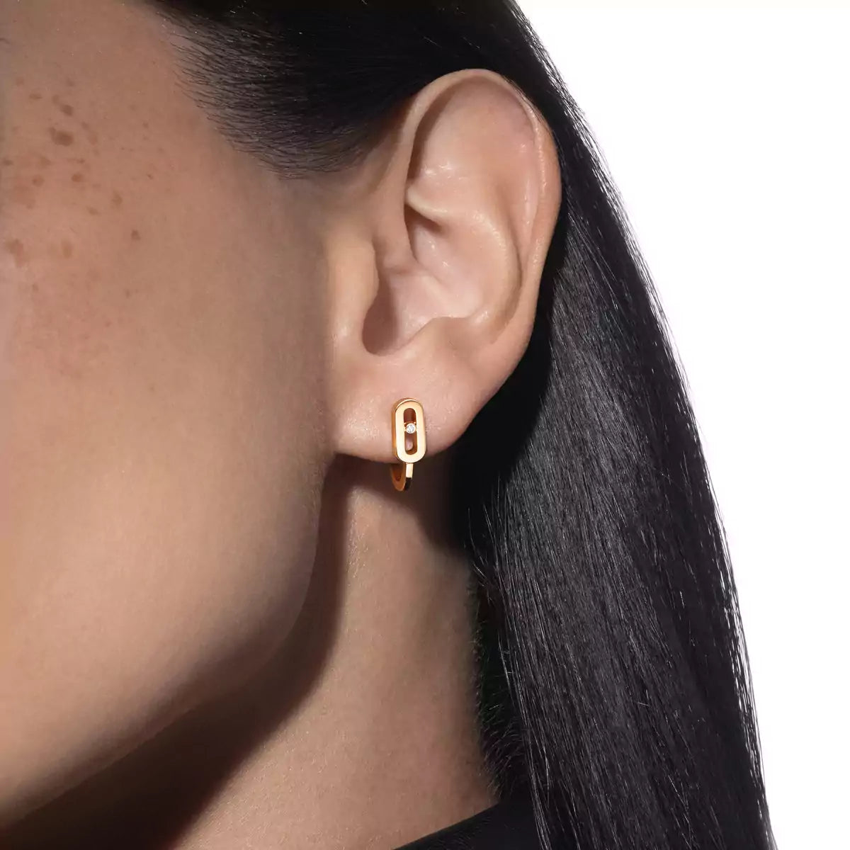 [Love Lucky]Diamond Mini Hoop Earrings Move Classique
