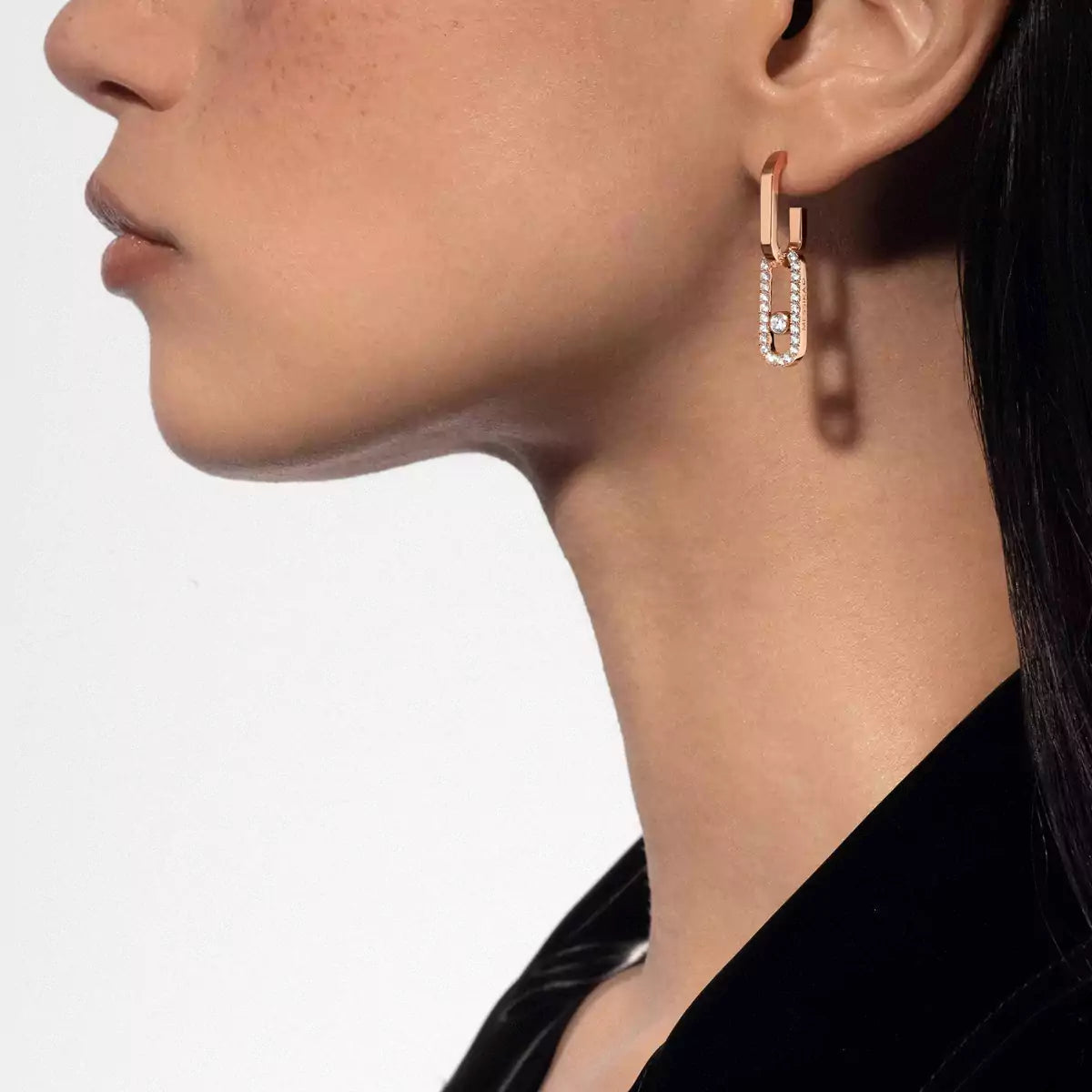 [Love Lucky]Move Link Diamond Earrings