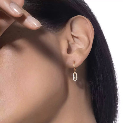 [Love Lucky]Move Uno Single Diamond Hoop Earring