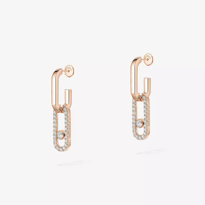 [Love Lucky]Move Link Diamond Earrings