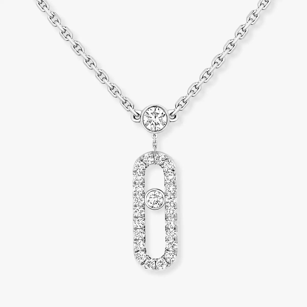 [Love Lucky]2 filas collar Move Uno con pavé de diamantes en oro rosa